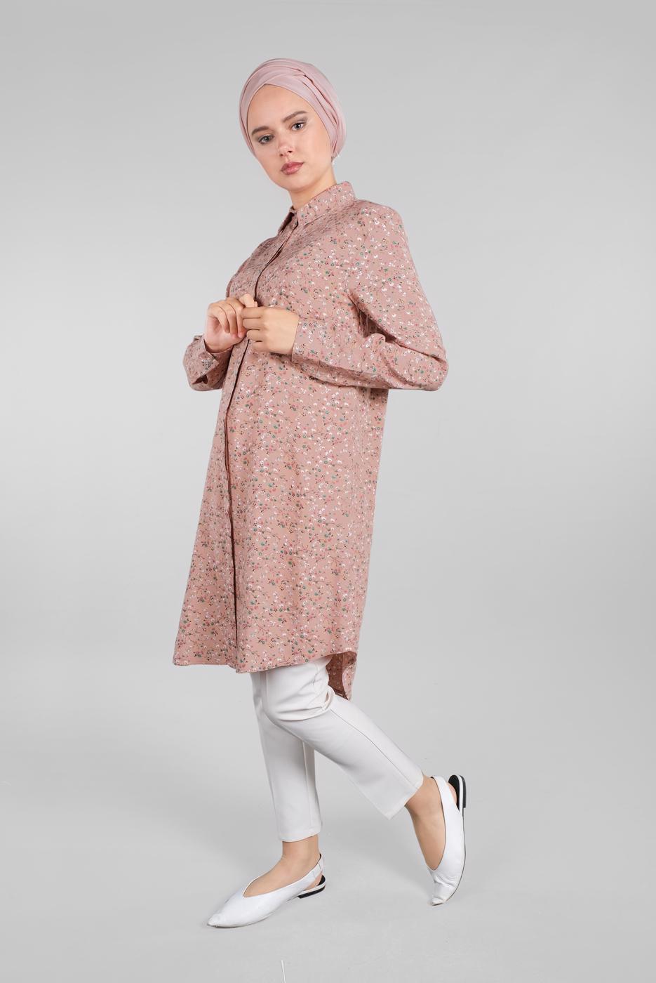 Hijab clothing POWDER Floral Hidden Button Tunic T 4804-3 