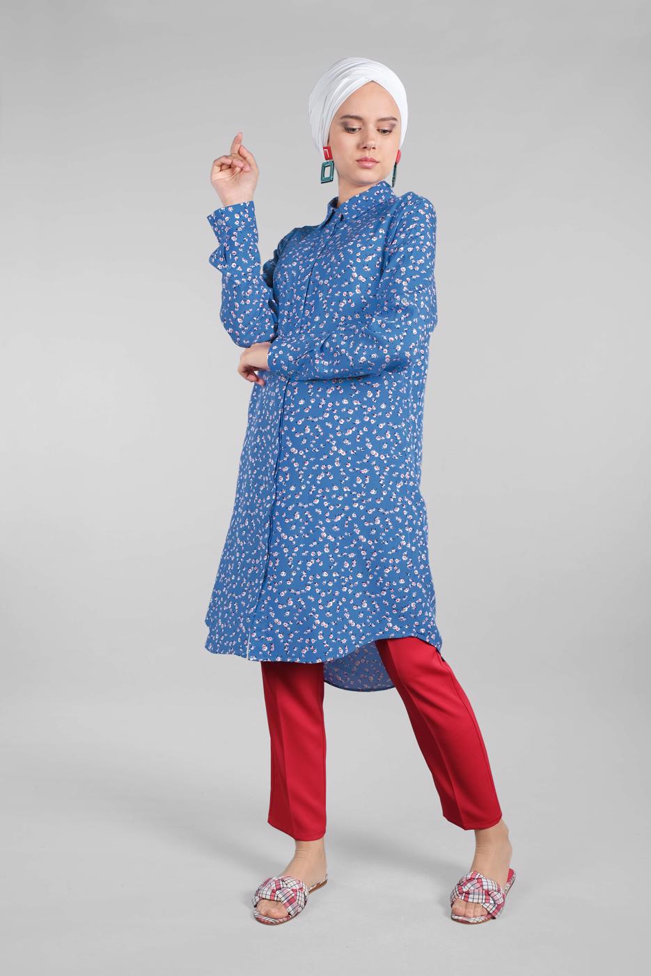 Vêtements hijab BLEU MARINE Tunique T 4804-3 