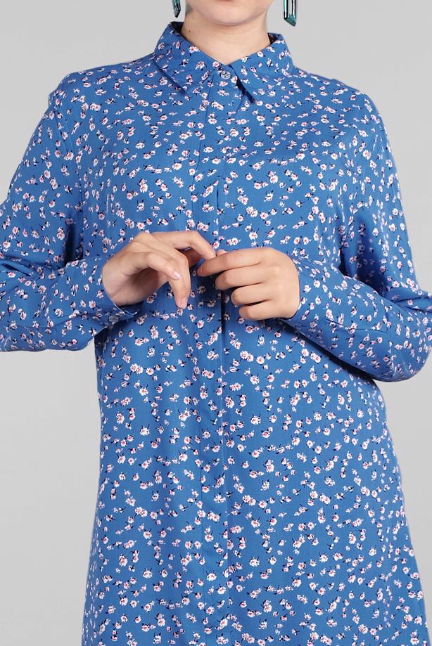 Vêtements hijab  Floral Hidden Button Tunic T 4804-3  - TRENDTESETTÜR