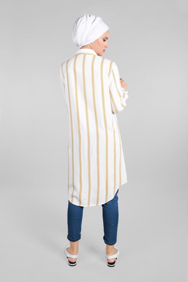 Hijab clothing  Striped Hidden Button Tunic T 4804-3  - TRENDTESETTÜR