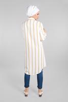Hijab clothing ECRU Striped Hidden Button Tunic T 4804-3 
