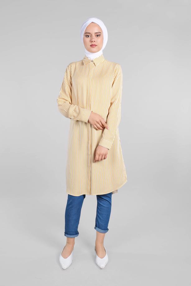 Vêtements hijab  Striped Hidden Button Tunic T 4804-3  - TRENDTESETTÜR
