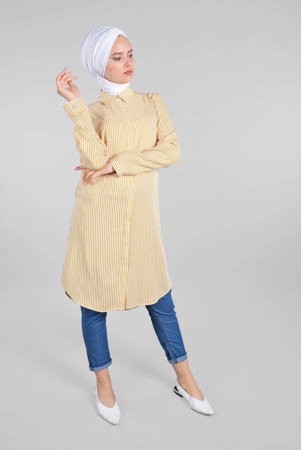Vêtements hijab  Striped Hidden Button Tunic T 4804-3  - TRENDTESETTÜR