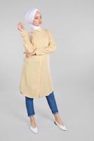 Hijab clothing YELLOW Striped Hidden Button Tunic T 4804-3 