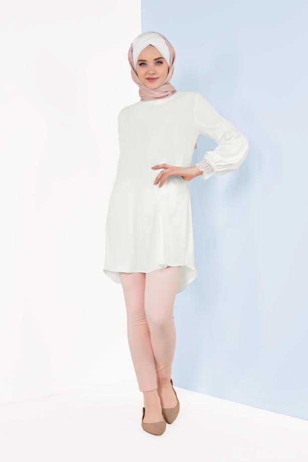 Vêtements hijab  Guipure Detail Tunic T 524310 - TRENDTESETTÜR