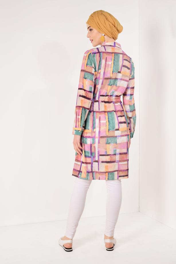 Vêtements hijab  Shirred Waist Front Button Tunic T 600492  - TRENDTESETTÜR