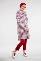 Tesettür giyim EKRU ÇAPA VE ÇİZGİ DESENLİ TUNİK 9314-1