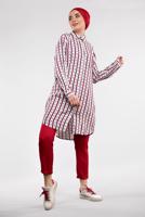 Tesettür giyim EKRU ÇAPA VE ÇİZGİ DESENLİ TUNİK 9314-1