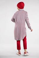 Tesettür giyim EKRU ÇAPA VE ÇİZGİ DESENLİ TUNİK 9314-1