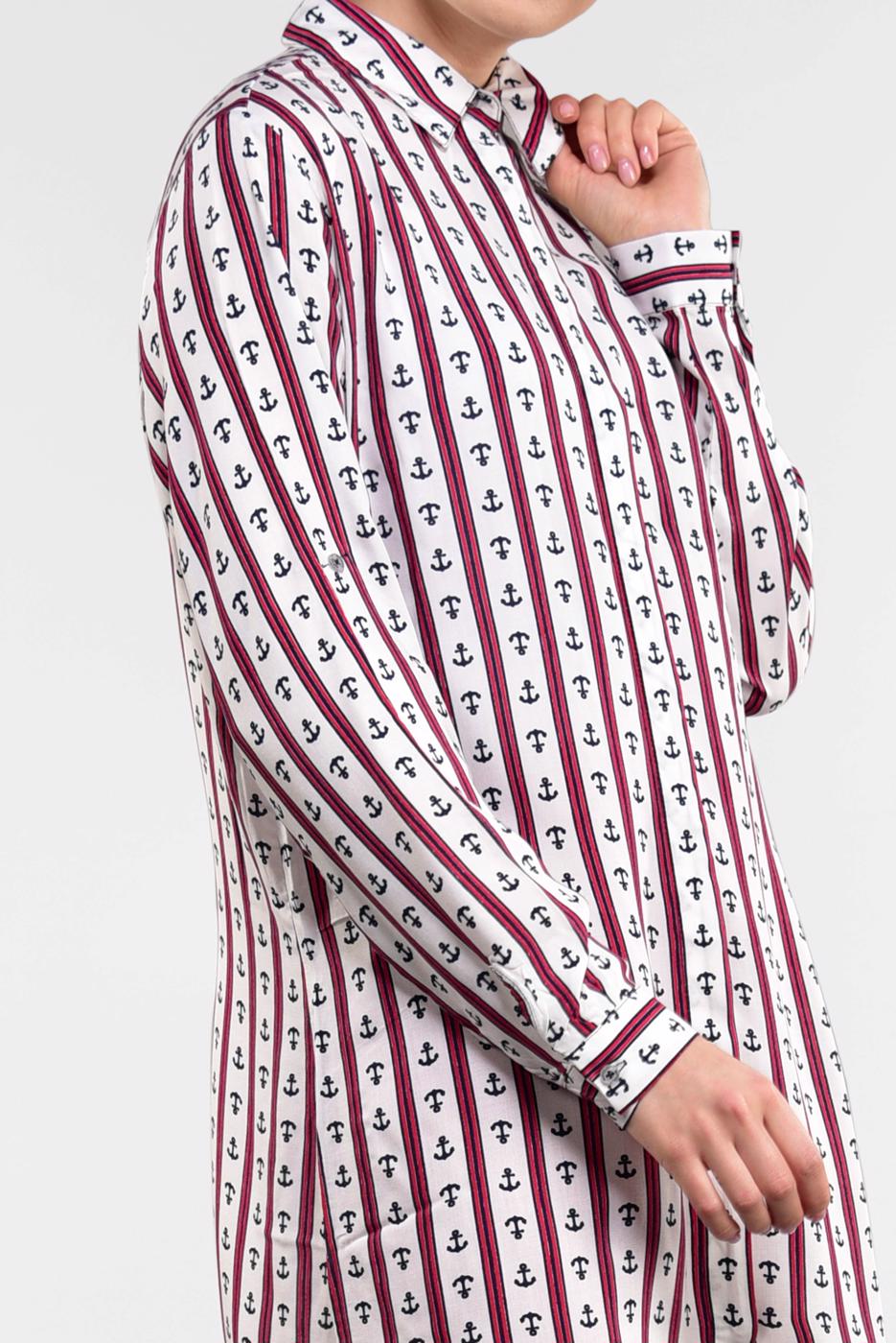 Tesettür giyim EKRU ÇAPA VE ÇİZGİ DESENLİ TUNİK 9314-1