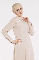 Tesettür giyim PUDRA PÜSKÜL DETAYLI TUNİK 01791