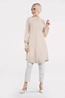 Tesettür giyim PUDRA PÜSKÜL DETAYLI TUNİK 01791