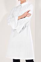 Tesettür giyim EKRU KOLLARI VOLANLI UZUN TUNİK T 03281