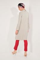 Tesettür giyim BEJ KOLLARI VOLANLI UZUN TUNİK T 03281