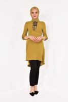 Tesettür giyim TURUNCU HAKİM YAKA ASİMETRİK TUNİK T 07091