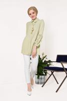 Tesettür giyim BEJ BONCUK DETAYLI ŞİFON TUNİK T 15181