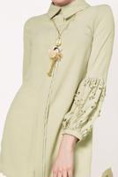 Tesettür giyim BEJ BONCUK DETAYLI ŞİFON TUNİK T 15181