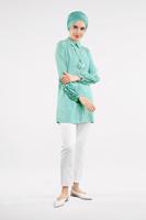 Tesettür giyim YEŞİL BONCUK DETAYLI ŞİFON TUNİK T 15181