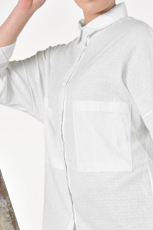 Vêtements hijab  POCKET DETAILED LINEN TUNIC T 22991 - TRENDTESETTÜR