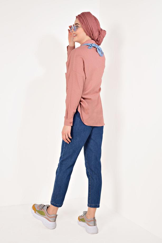 Vêtements hijab  POCKET DETAILED LINEN TUNIC T 22991 - TRENDTESETTÜR