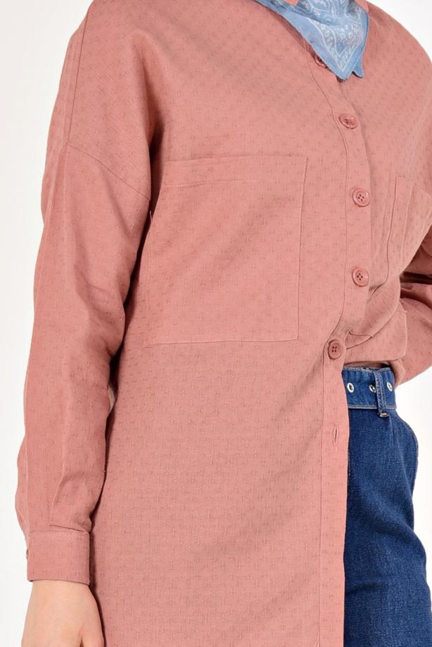 Vêtements hijab  POCKET DETAILED LINEN TUNIC T 22991 - TRENDTESETTÜR