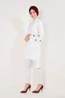 Tesettür giyim EKRU BONCUK DETAYLI GENİŞ KOL TUNİK T 27281