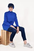Hijab clothing NAVY BLUE Zipper Detail Sport Tunic T 32042 