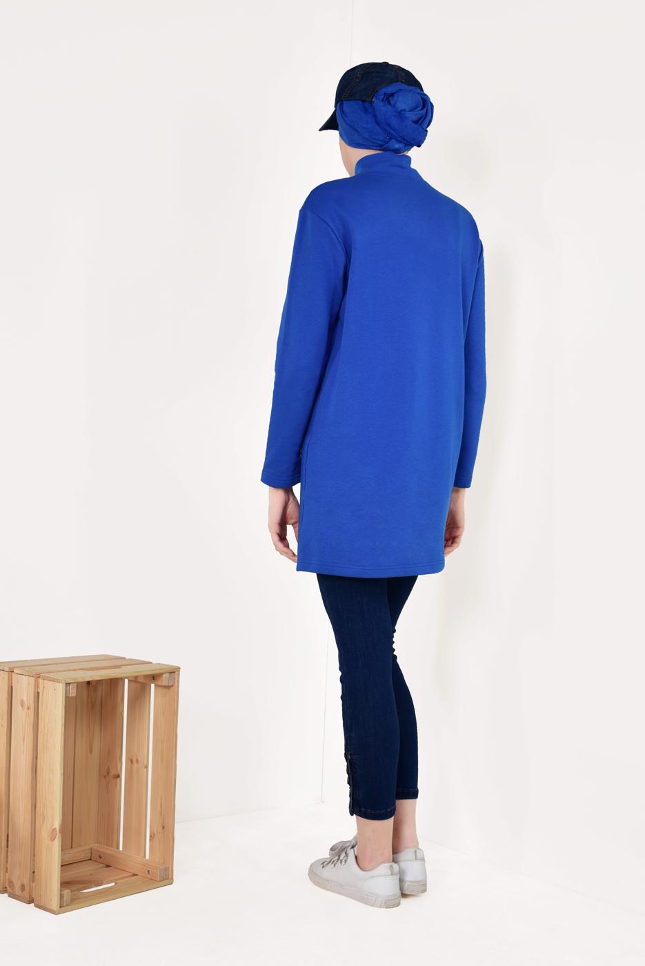 Hijab clothing NAVY BLUE Zipper Detail Sport Tunic T 32042 