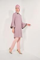 Tesettür giyim PEMBE PUL PAYETLİ GENİŞ KOL TUNİK T 36281