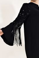 Tesettür giyim SİYAH KOLLARI PÜSKÜLLÜ TUNİK T 37091 