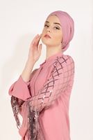 Tesettür giyim PUDRA KOLLARI PÜSKÜLLÜ TUNİK T 37091 