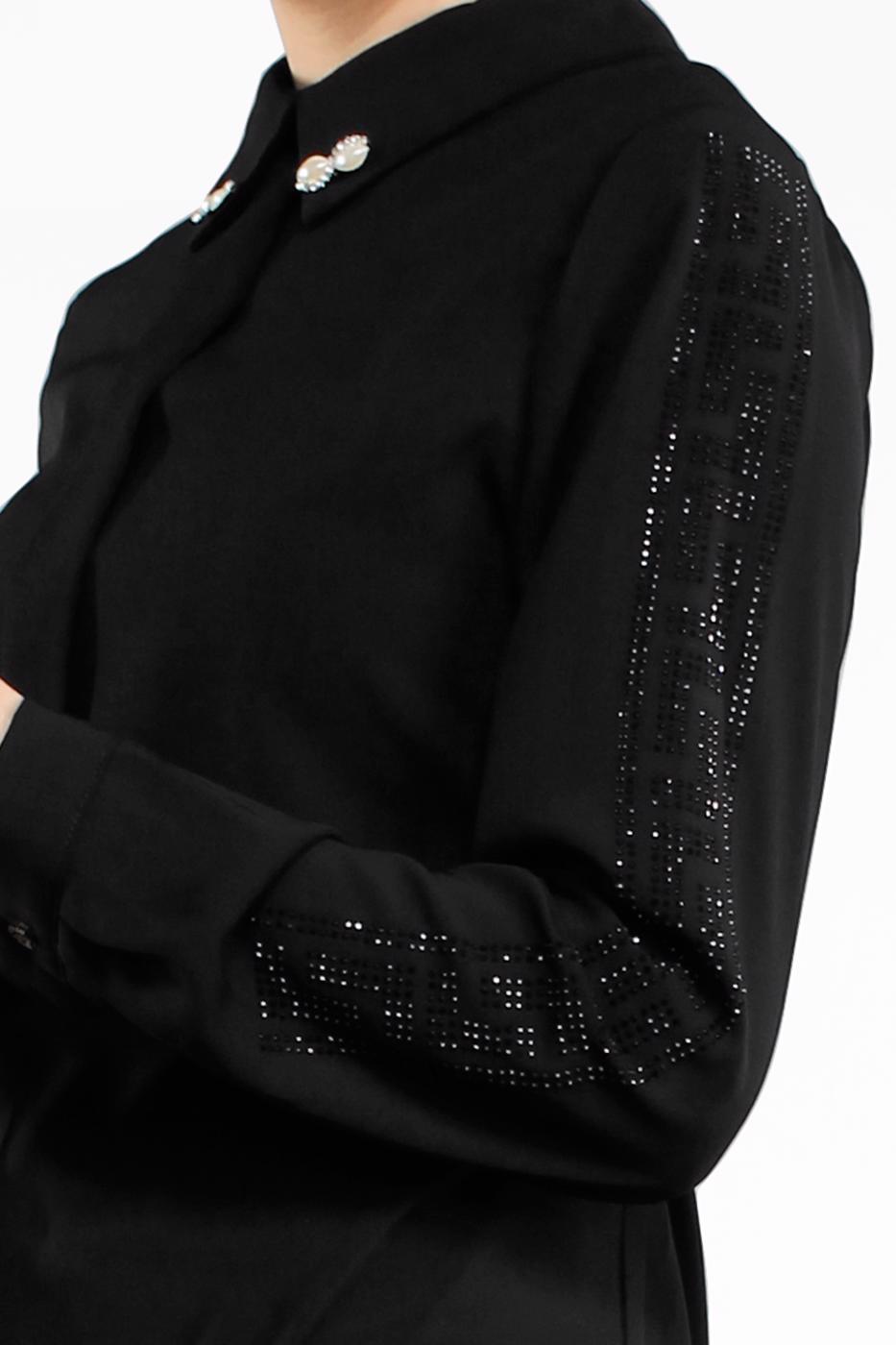 Tesettür giyim SİYAH KOLLARI TAŞLI TUNİK 48791