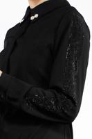 Tesettür giyim SİYAH KOLLARI TAŞLI TUNİK 48791