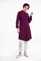 Tesettür giyim MOR KOLLARI TAŞLI TUNİK 48791