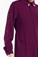 Tesettür giyim MOR KOLLARI TAŞLI TUNİK 48791