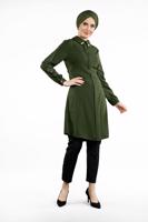 Tesettür giyim HAKİ KOLLARI TAŞLI TUNİK 48791