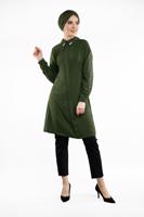 Tesettür giyim HAKİ KOLLARI TAŞLI TUNİK 48791