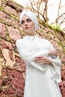 Tesettür giyim EKRU BONCUKLU GENİŞ KOL TUNİK T 52381