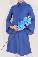 Tesettür giyim LACİVERT BONCUKLU GENİŞ KOL TUNİK T 52381