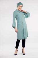 Tesettür giyim YEŞİL BONCUKLU GENİŞ KOL TUNİK T 52381
