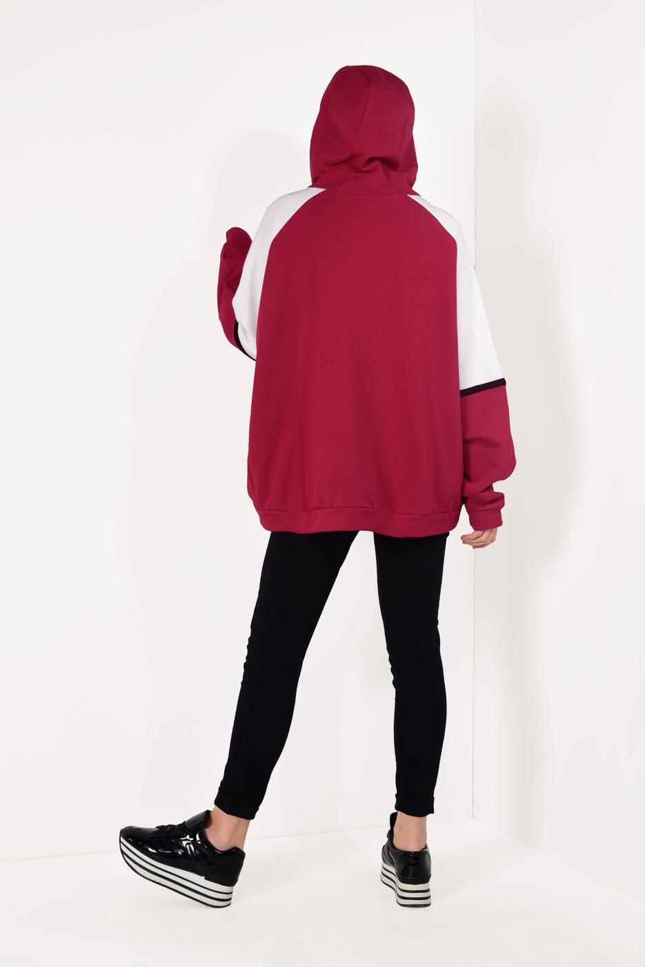 Hijab clothing RED Hooded Bat Sleeve Tracksuit Tunic T 53041 