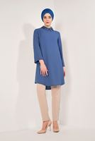 Tesettür giyim LACİVERT KOLLARI VE YAKASI İNCİ DETAYLI TUNİK T 57781