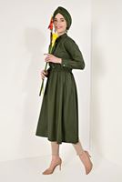 Hijab clothing KHAKI SHIRRED WAIST TUNIC 60003