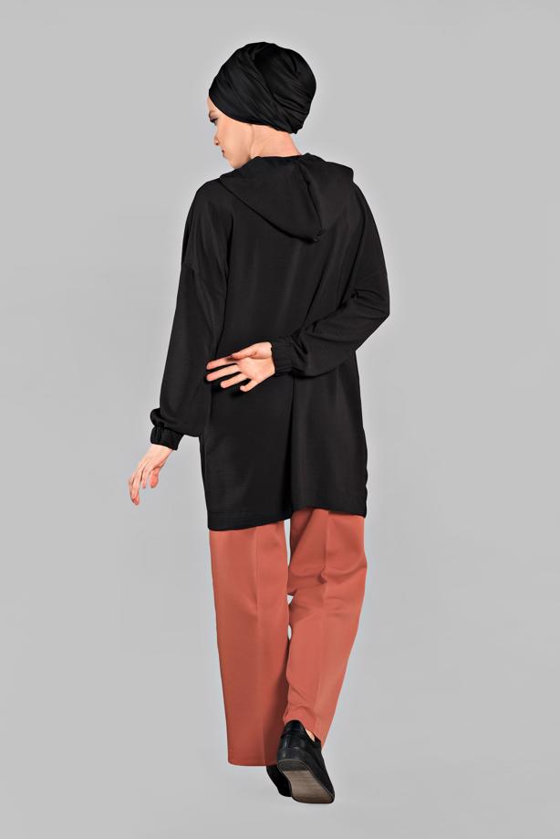 Vêtements hijab  Leopard Detail Hooded Tunic T 60191 - TRENDTESETTÜR