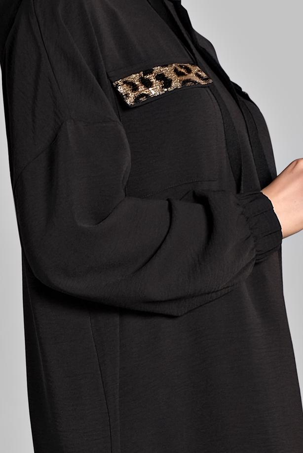 Vêtements hijab  Leopard Detail Hooded Tunic T 60191 - TRENDTESETTÜR