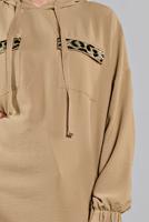 Tesettür giyim KAHVE LEOPAR DESENLİ KAPÜŞONLU TUNİK  60191 