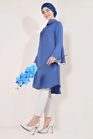 Tesettür giyim LACİVERT KOLLARI VOLANLI İŞLEMELİ TUNİK T 71381