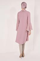 Tesettür giyim PEMBE KOLLARI VOLANLI İŞLEMELİ TUNİK T 71381