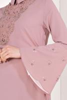 Tesettür giyim PEMBE KOLLARI VOLANLI İŞLEMELİ TUNİK T 71381