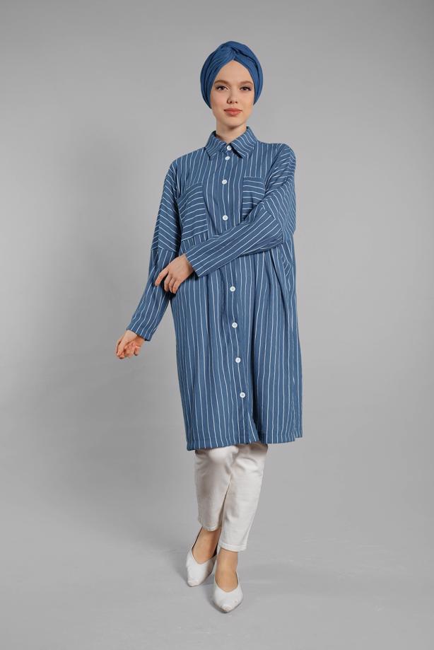 Vêtements hijab  Striped Button Tunic T 79202 - TRENDTESETTÜR